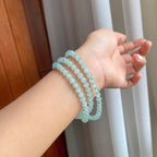 冰种淡底色飘花翡翠珠串项链（yc247649）