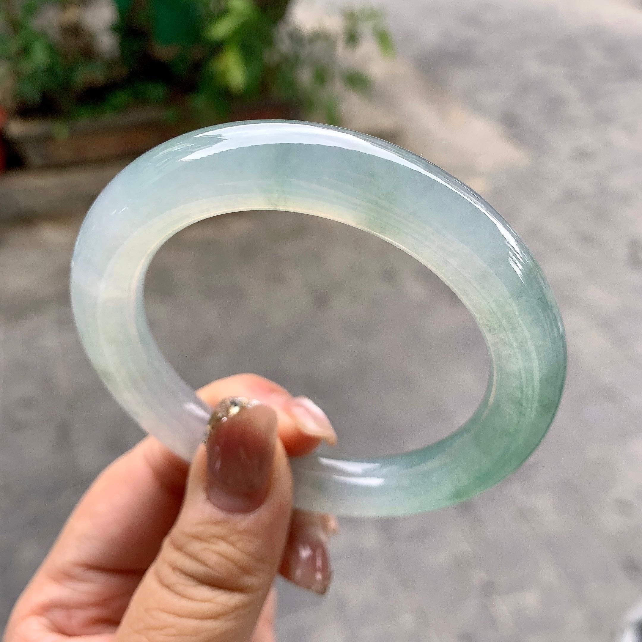冰种半山水圆条手镯（56.4mm）（yc296317）