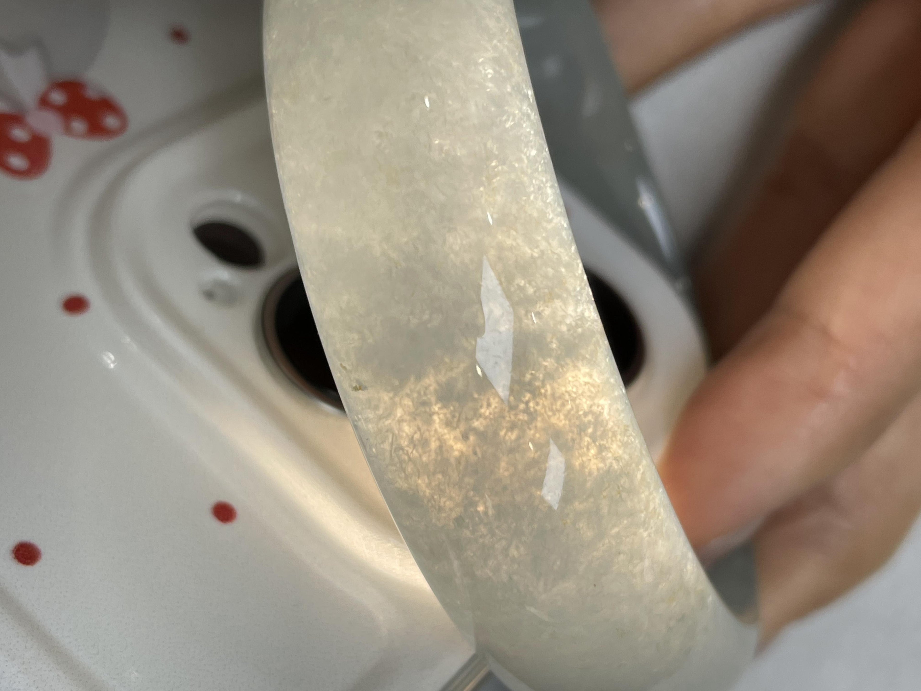 宽版轮胎镯    细糯种带底色宽版轮胎手镯58.1圈     天然缅甸A货翡翠（yc371521）