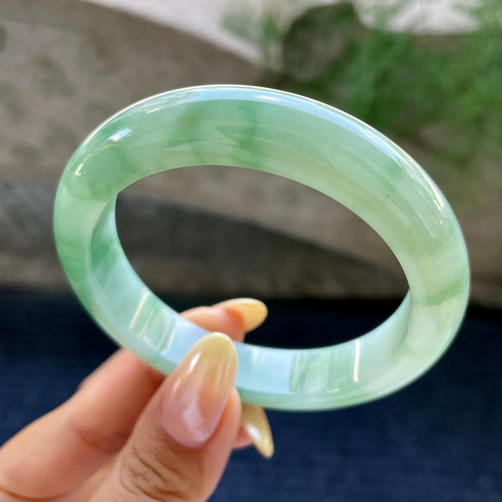 细糯种飘花正圈平安镯56.2圈 天然缅甸A货翡翠（yc466836）