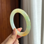 Vòng tay tròn ngọc phỉ thúy màu vàng băng như nếp đặc sắc, size 56, ngọc phỉ thúy tự nhiên loại A Myanmar (yc450850)