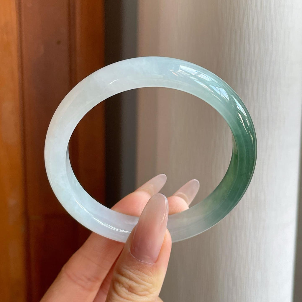 糯冰带色翡翠平安镯（59.5mm）（yc282557）
