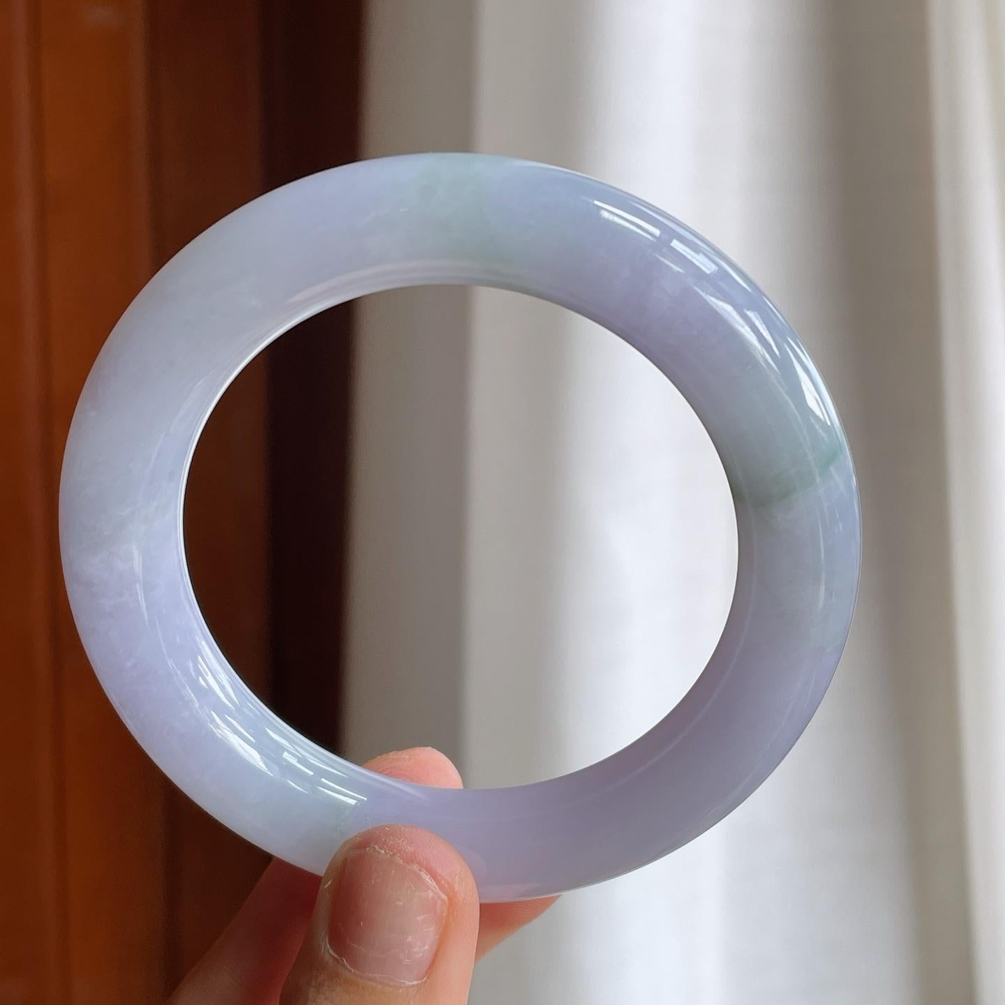 糯冰紫罗兰飘花翡翠圆条手镯（58mm）（yc221932）