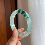 冰种飘花翡翠平安镯（54.6mm)（yc412127）