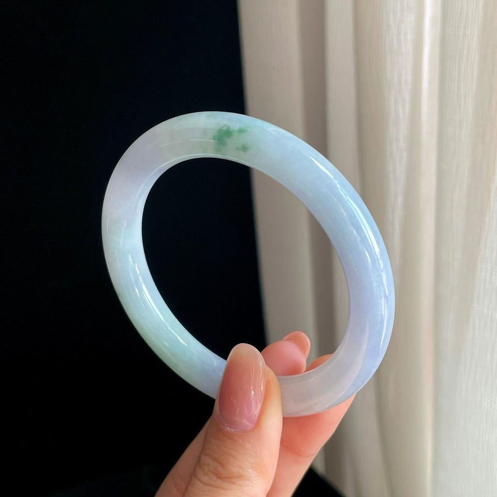 糯冰淡春底翡翠圆条手镯（54.8mm)（yc329491）
