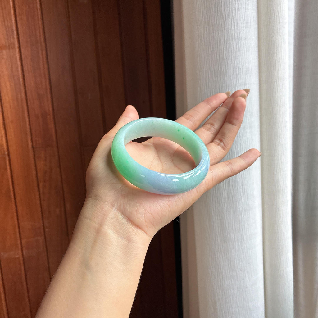 糯冰宽版春彩翡翠手镯（58.5mm）（yc420186）