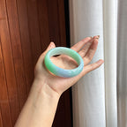 糯冰宽版春彩翡翠手镯（58.5mm）（yc420186）