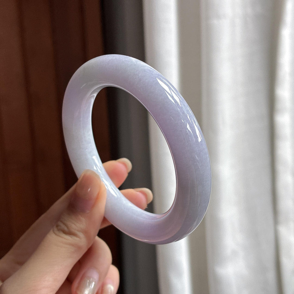 细糯种紫罗兰圆条手镯 54圈 天然缅甸A货翡翠（yc485499）