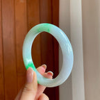 糯冰带色翡翠平安镯（61.5mm）（yc374053）