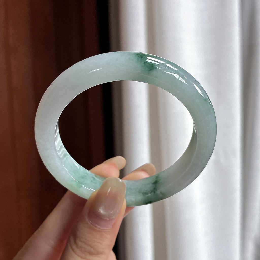 细糯种飘花正圈平安镯 53圈 天然缅甸A货翡翠（yc466184）