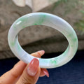 细糯种飘绿花正圈平安镯57.1圈       天然缅甸A货翡翠（yc424787）