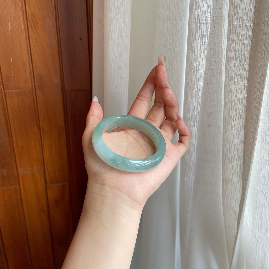 糯冰蓝底翡翠平安镯（56.3mm)（yc282498）