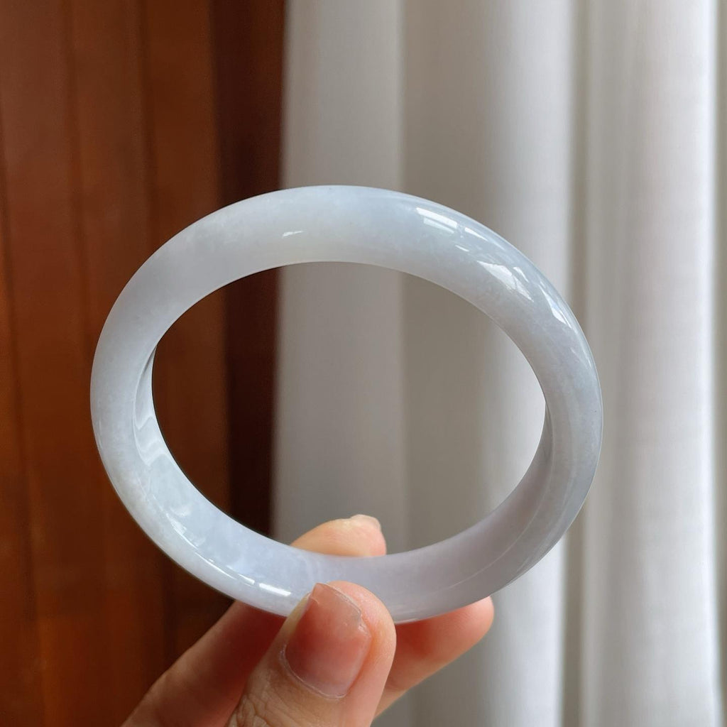 糯冰淡底色翡翠平安镯（57.6mm）（yc216052）