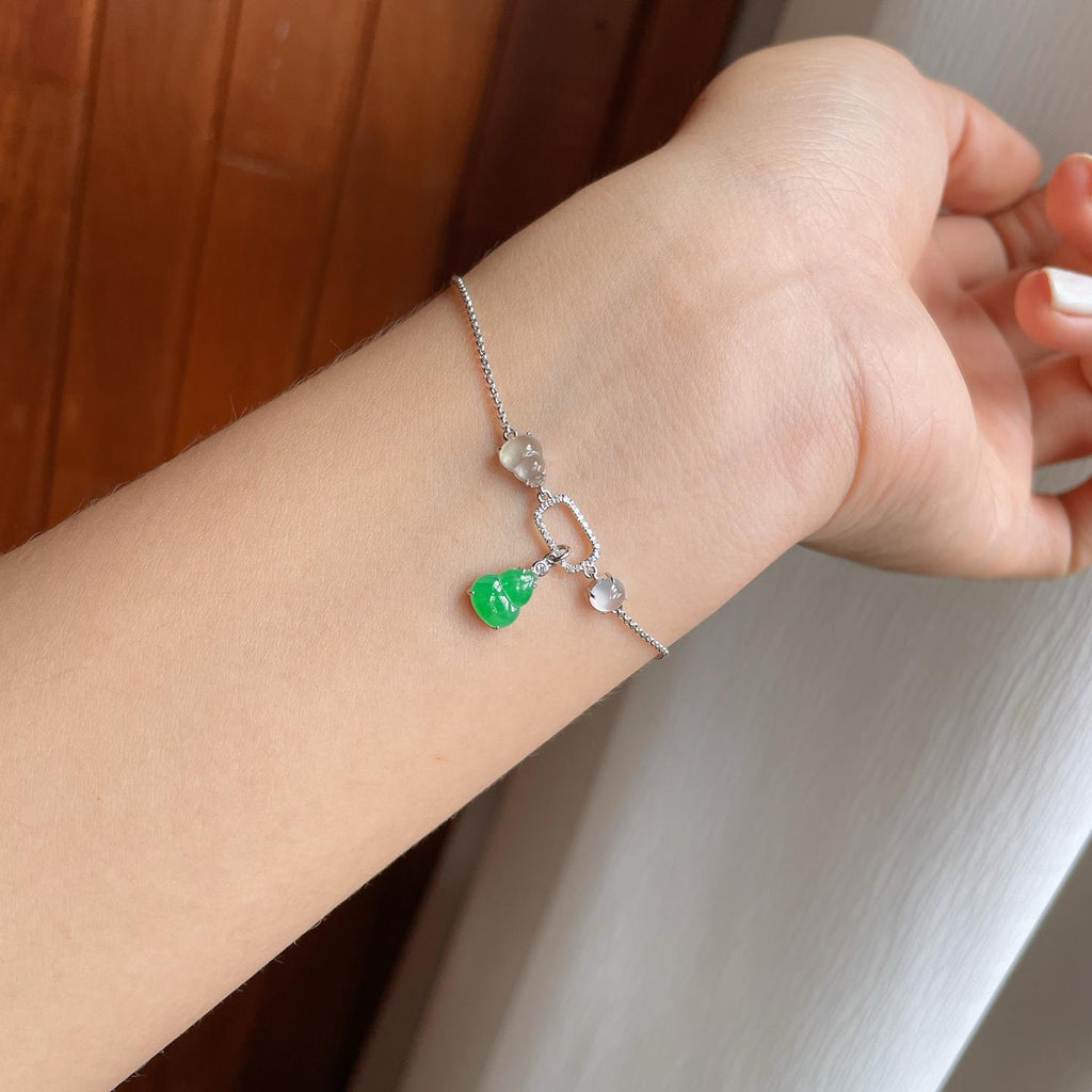 18k金钻镶冰种翡翠手链（yc257280）