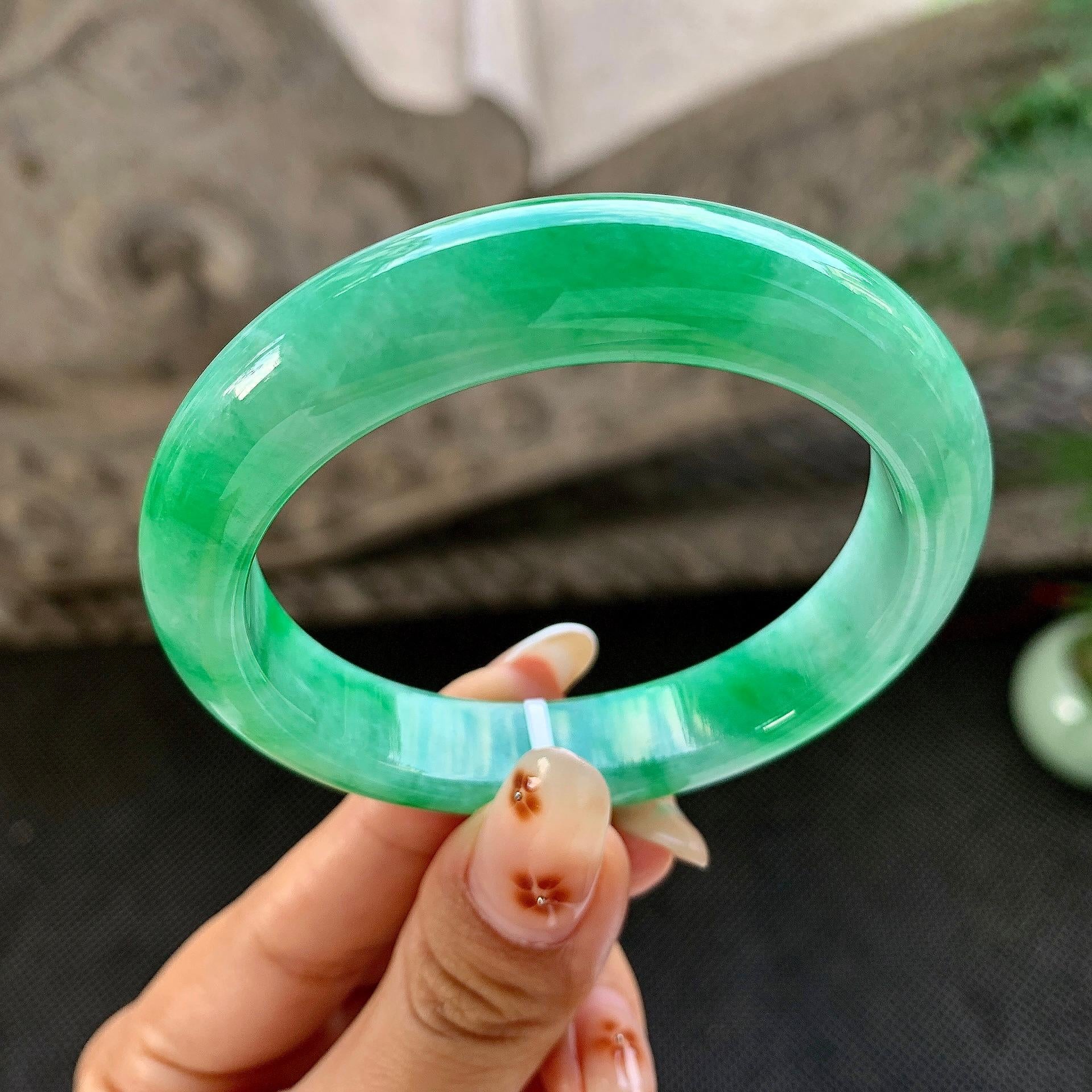 细糯种满绿平安镯（54mm）（yc264515）