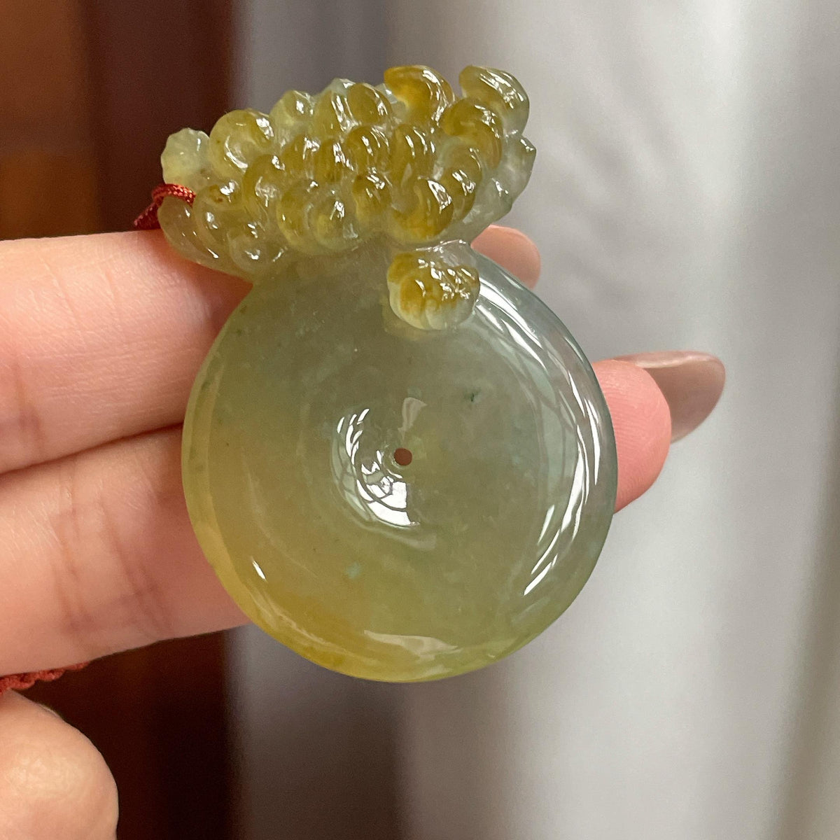 冰种黄翡平安扣挂件 天然缅甸A货翡翠（yc705335）