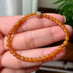 糯冰种红翡小米珠手串  天然缅甸A货翡翠（yc362135）