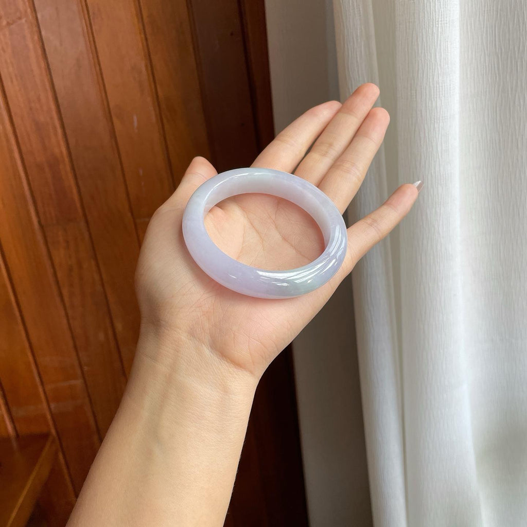 糯冰淡紫罗兰翡翠平安镯（55.5mm）（yc312925）