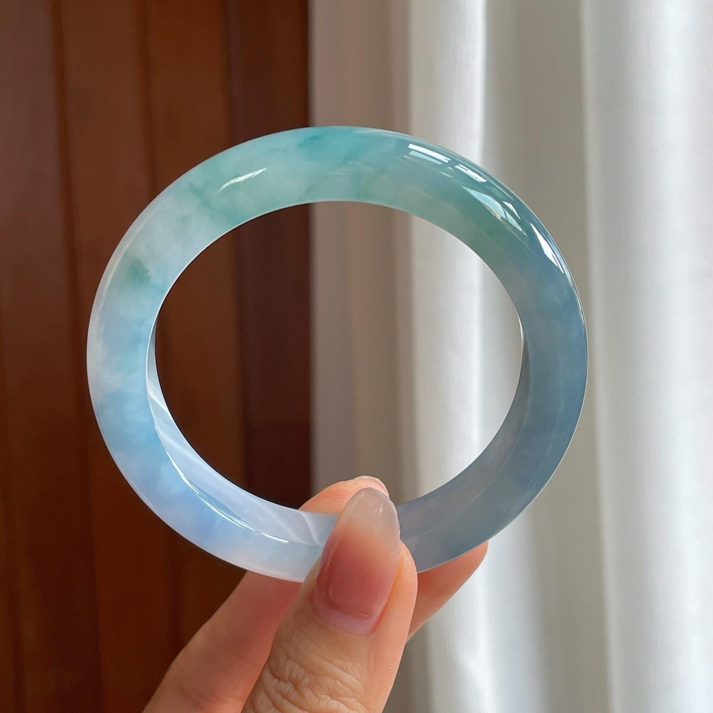冰种紫罗兰翡翠平安镯（56mm）（yc314113）