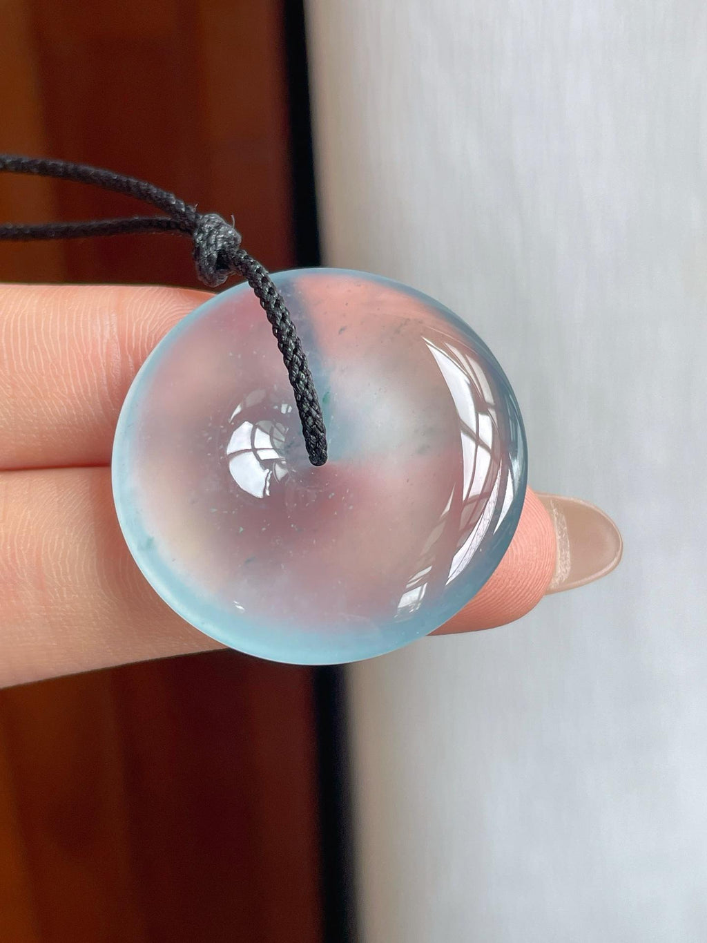 冰种蓝底飘花翡翠平安扣（yc238168）