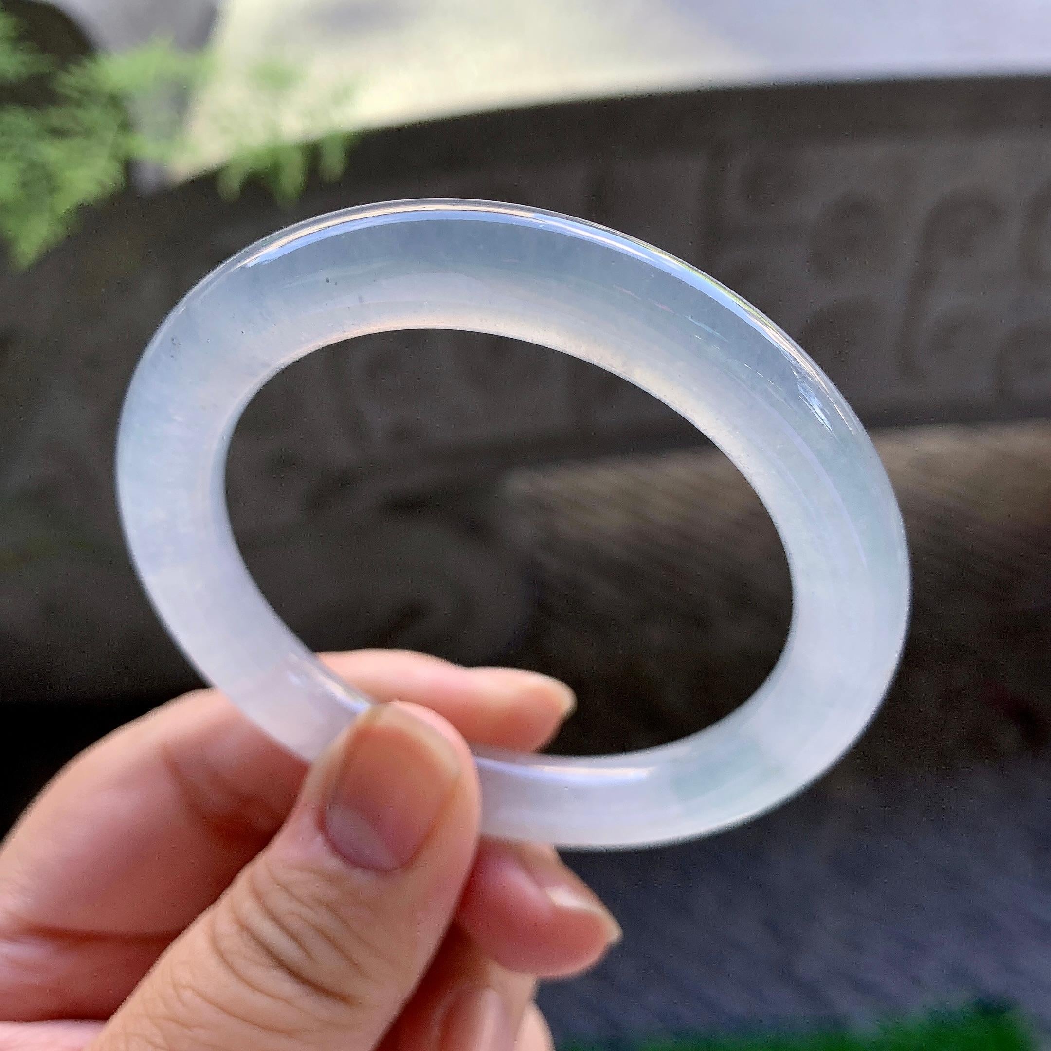 冰种无色圆条手镯（53.3mm）