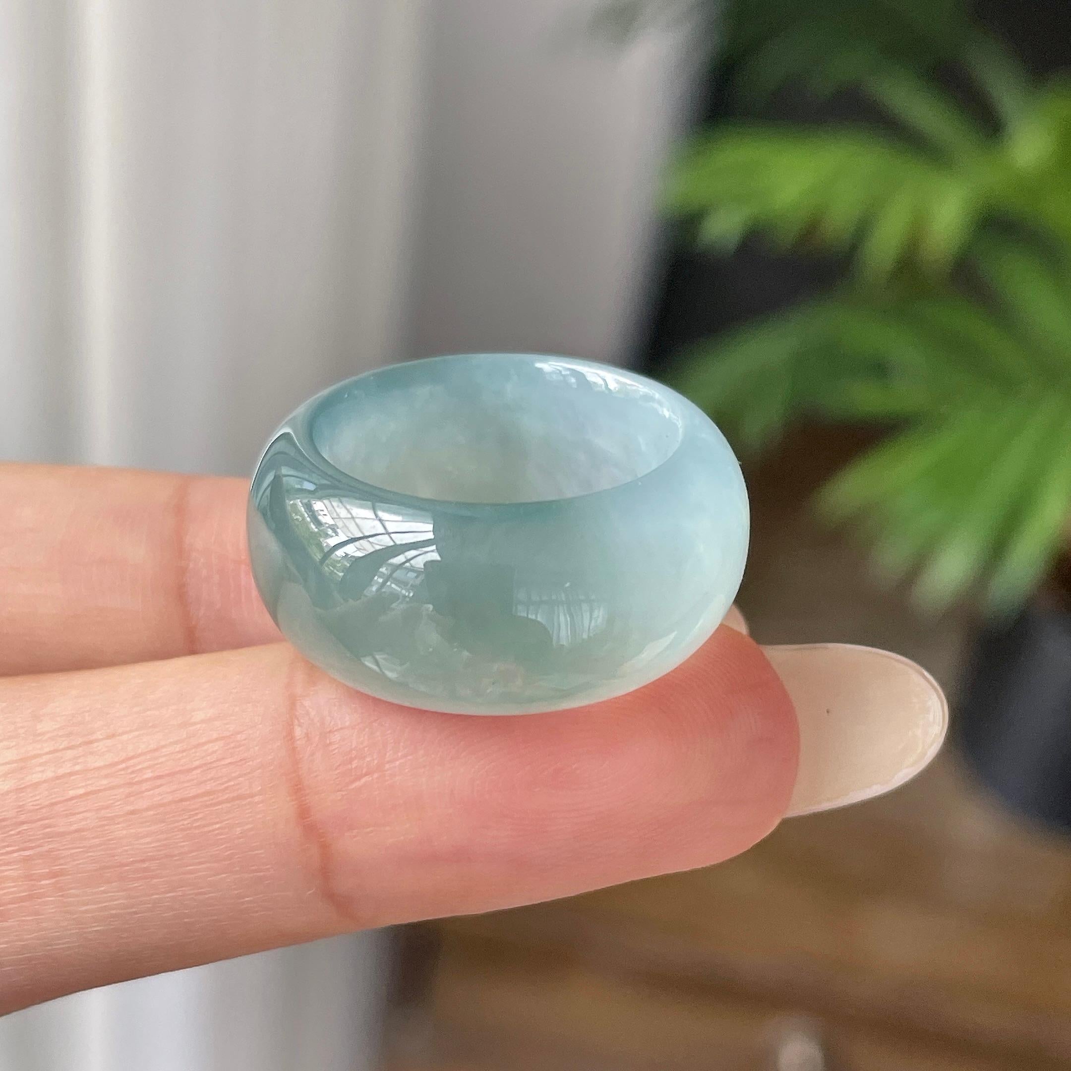糯冰种晴水指环      天然缅甸A货翡翠（yc421329）