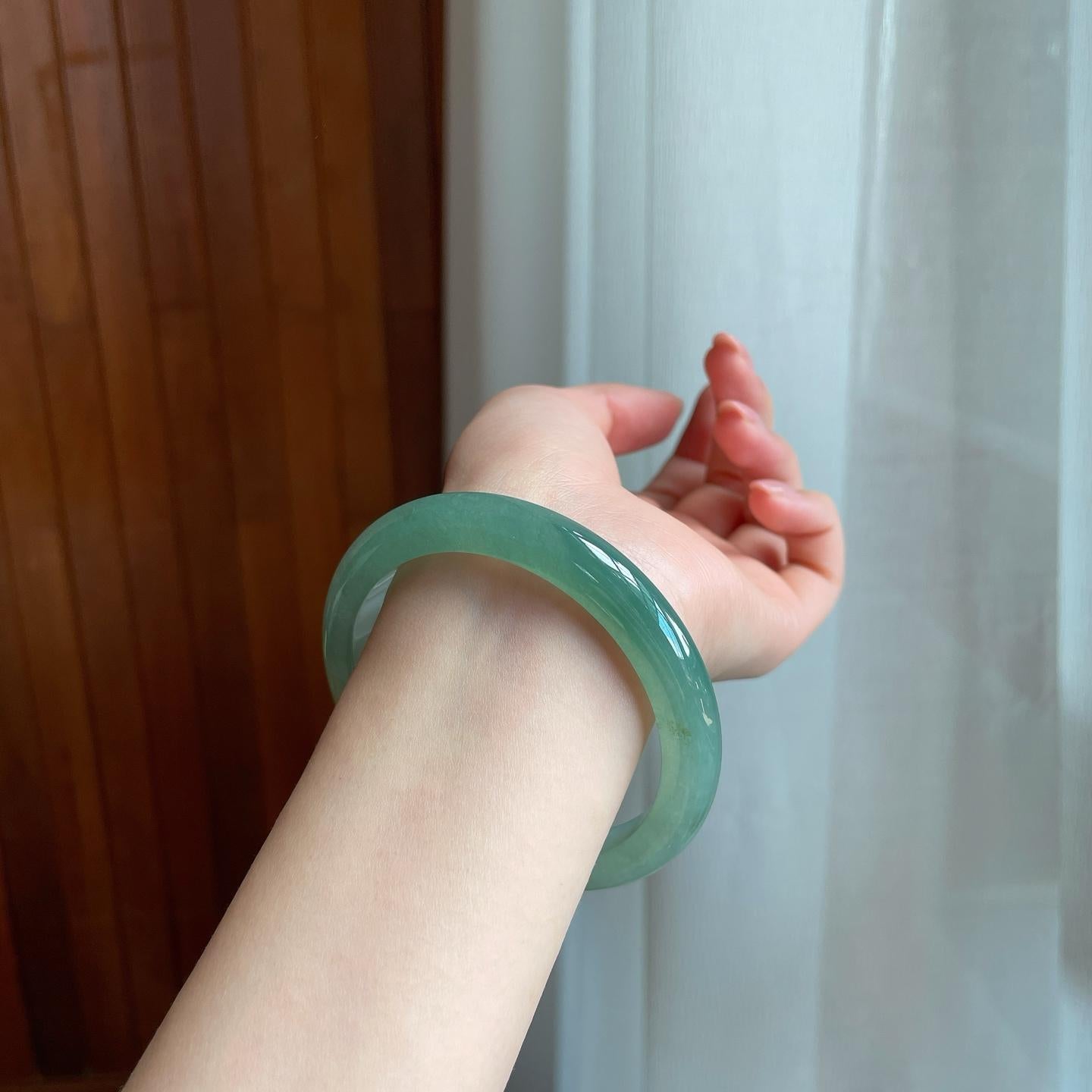 冰种湖水绿翡翠平安镯（58.3mm）（yc333817）