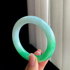 糯冰带色翡翠圆条手镯（54mm）（yc342185）