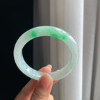 糯冰带色翡翠平安镯（57mm）（yc389551）