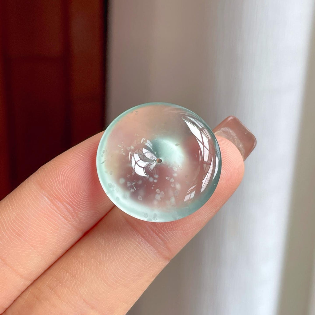 玻璃种雪花棉翡翠平安扣（yc368970）