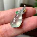18K金钻镶糯冰种晴水葫芦吊坠天然缅甸A货翡翠（yc356830）