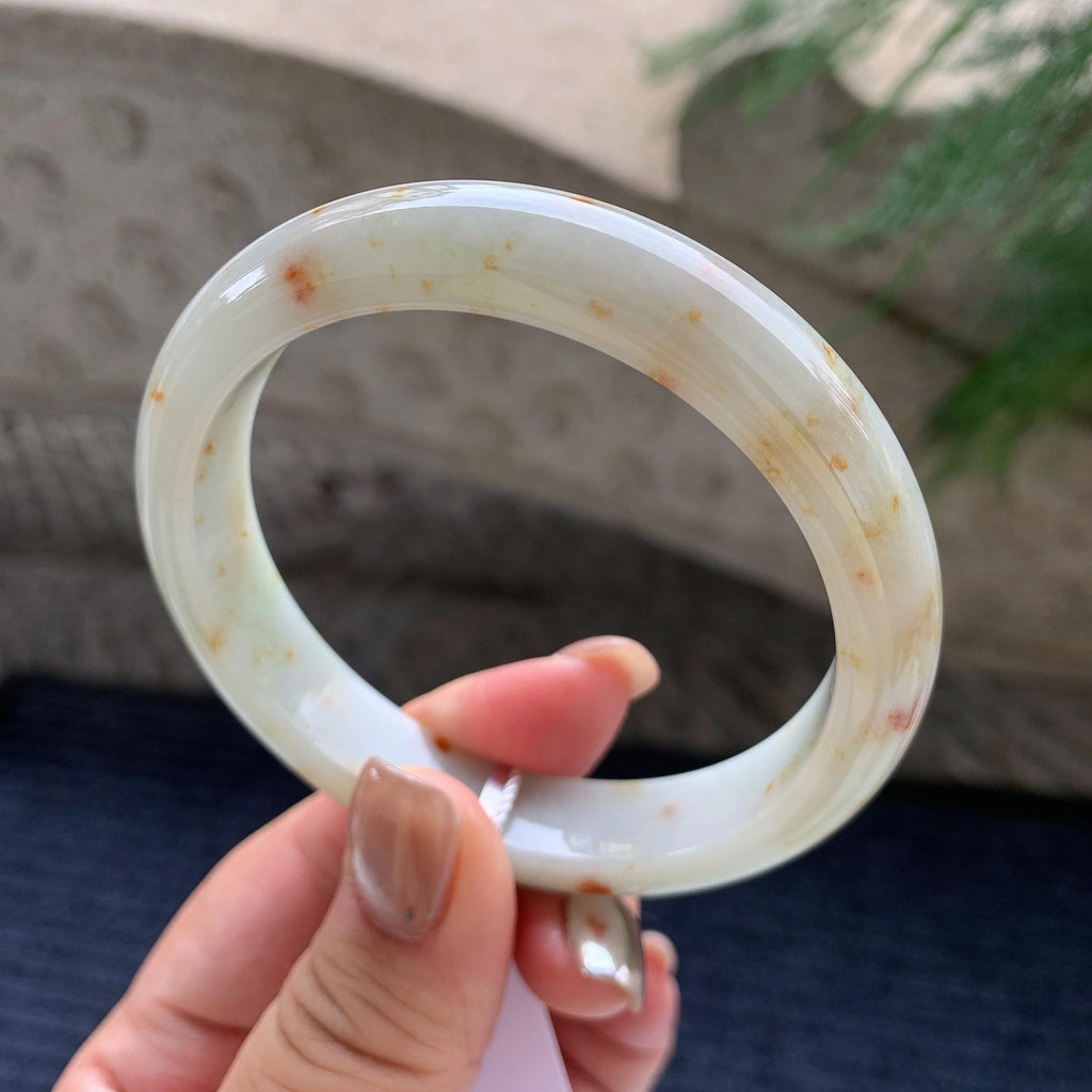 细糯种洒金正圈平安镯  60圈口  天然缅甸A货翡翠（yc423829）