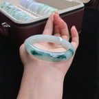 糯冰飘花正圈翡翠手镯（56mm）（yc017397）