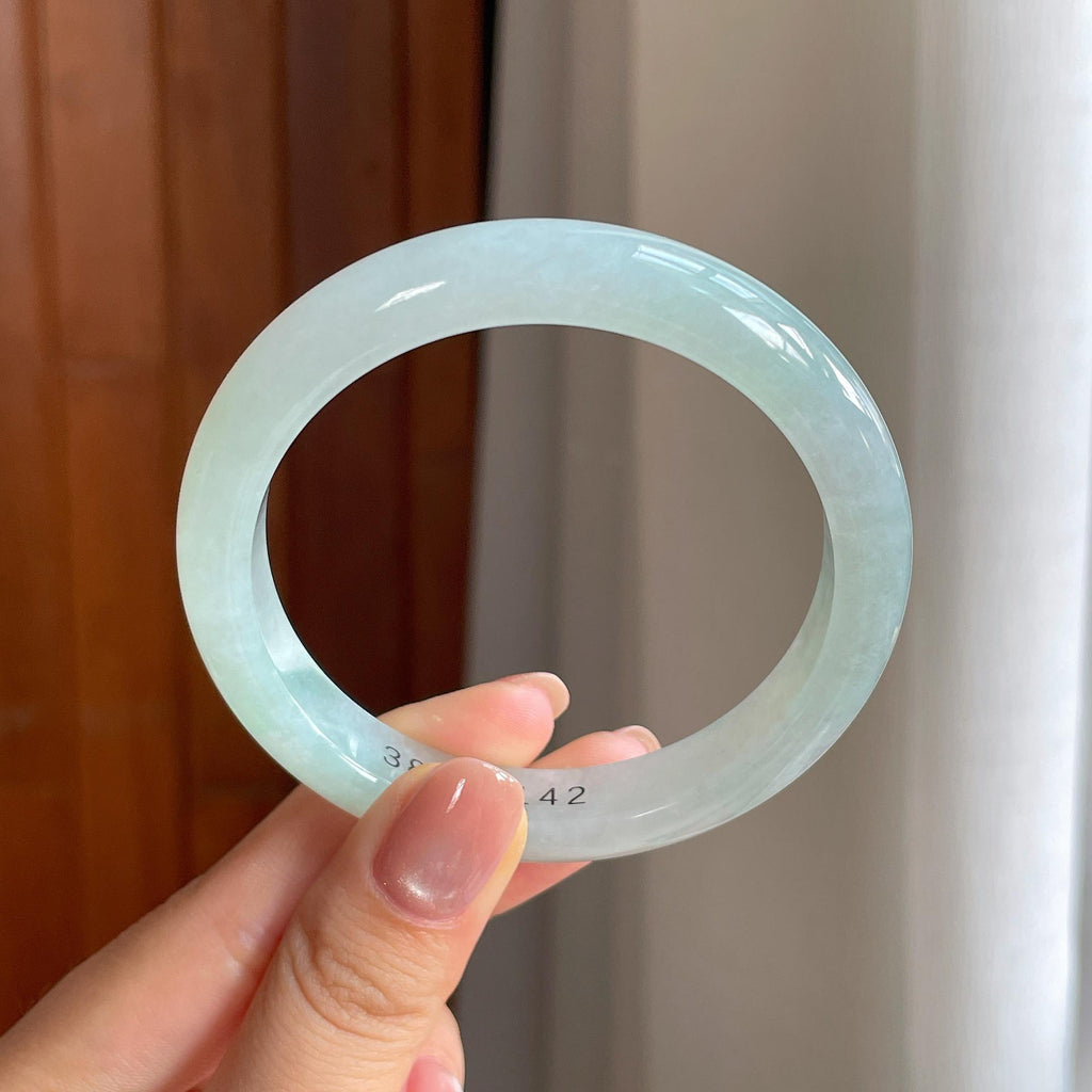 糯冰晴底翡翠平安镯（55.8mm)（yc418352）