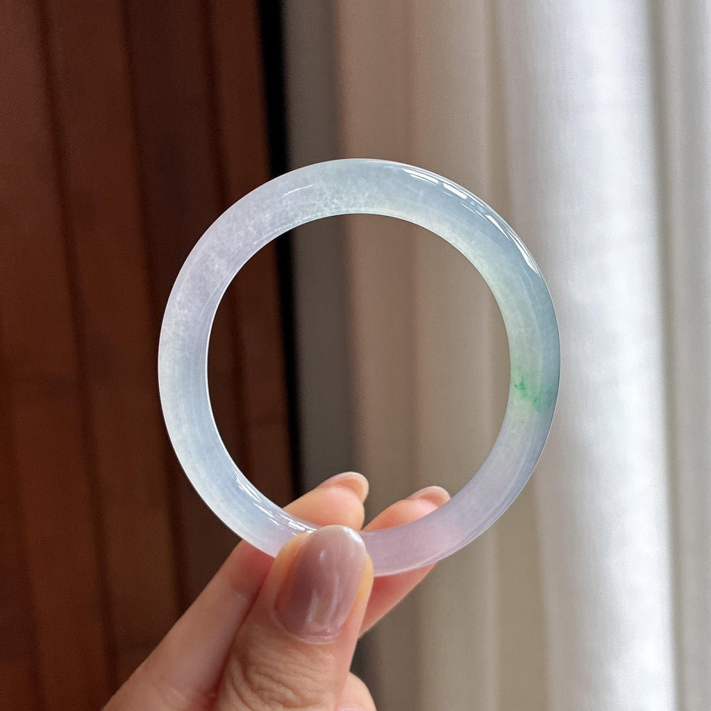 冰种紫罗兰飘花特色贵妃镯 53圈 天然缅甸A货翡翠（yc495754）