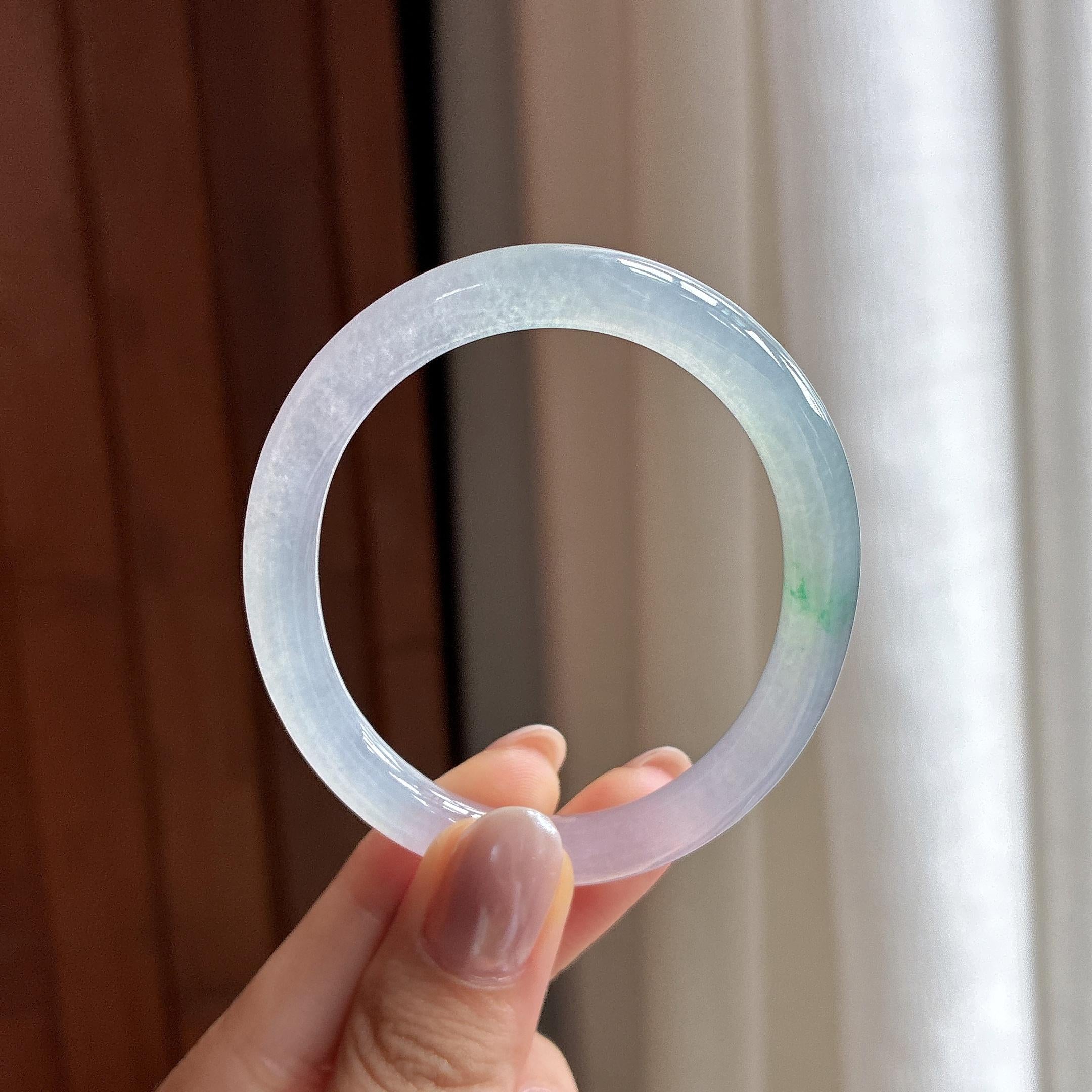 冰种紫罗兰飘花特色贵妃镯 53圈 天然缅甸A货翡翠（yc495754）