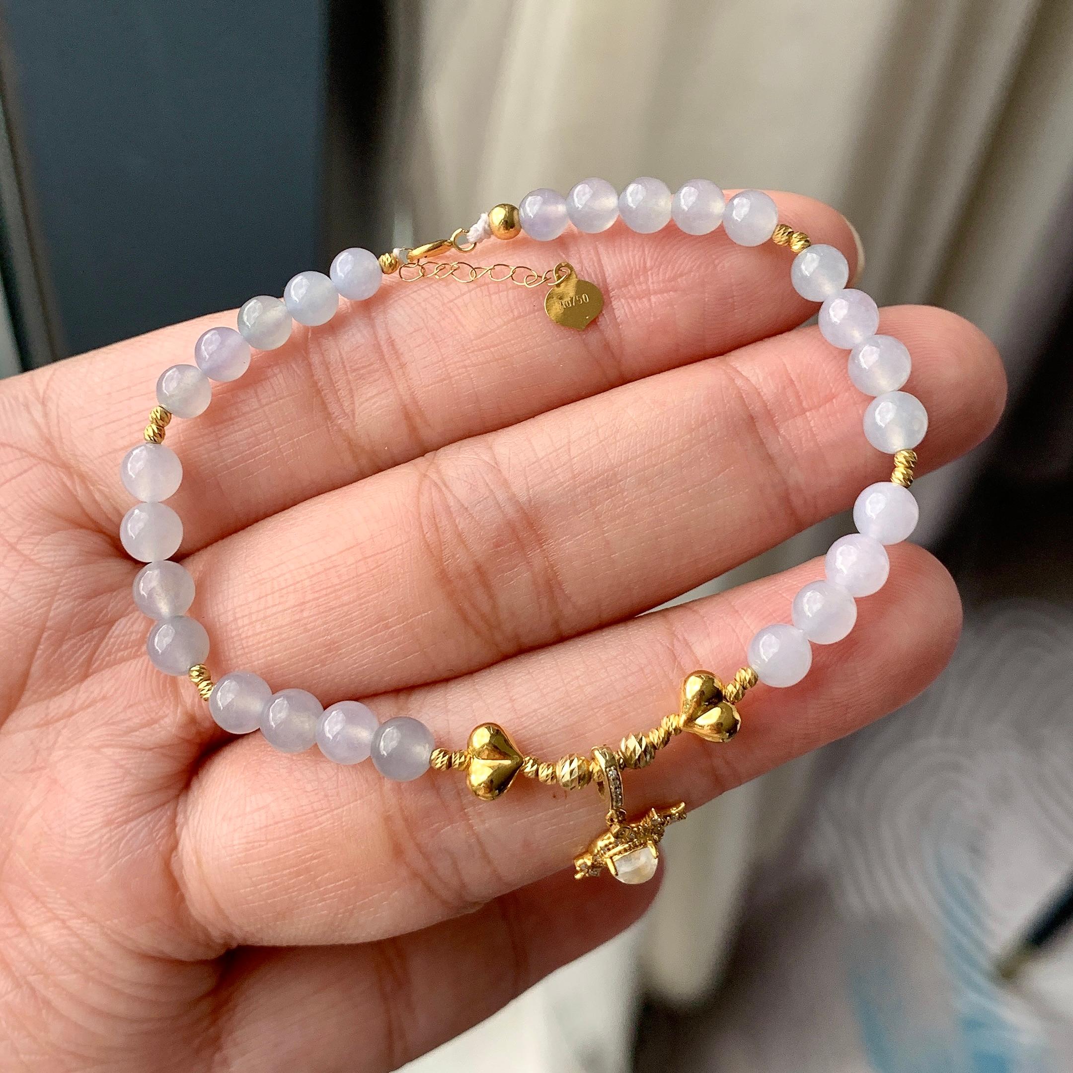 糯冰种淡紫罗兰手链（yc230955）