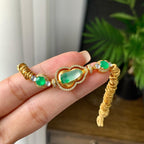 18K金钻+黄金镶糯冰种多彩盘缠手链（yc224990）