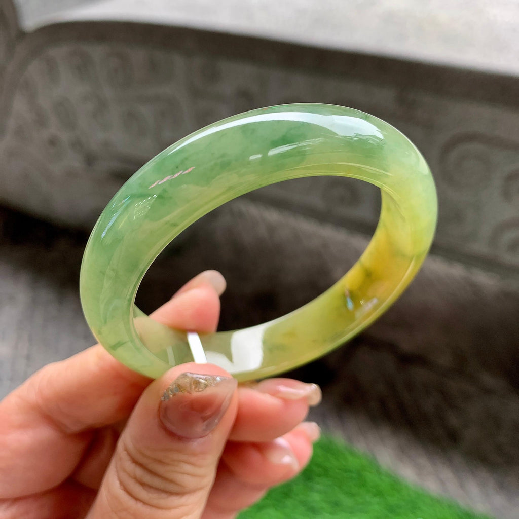 细糯种黄翡飘花平安镯（50.8mm）（yc288709）