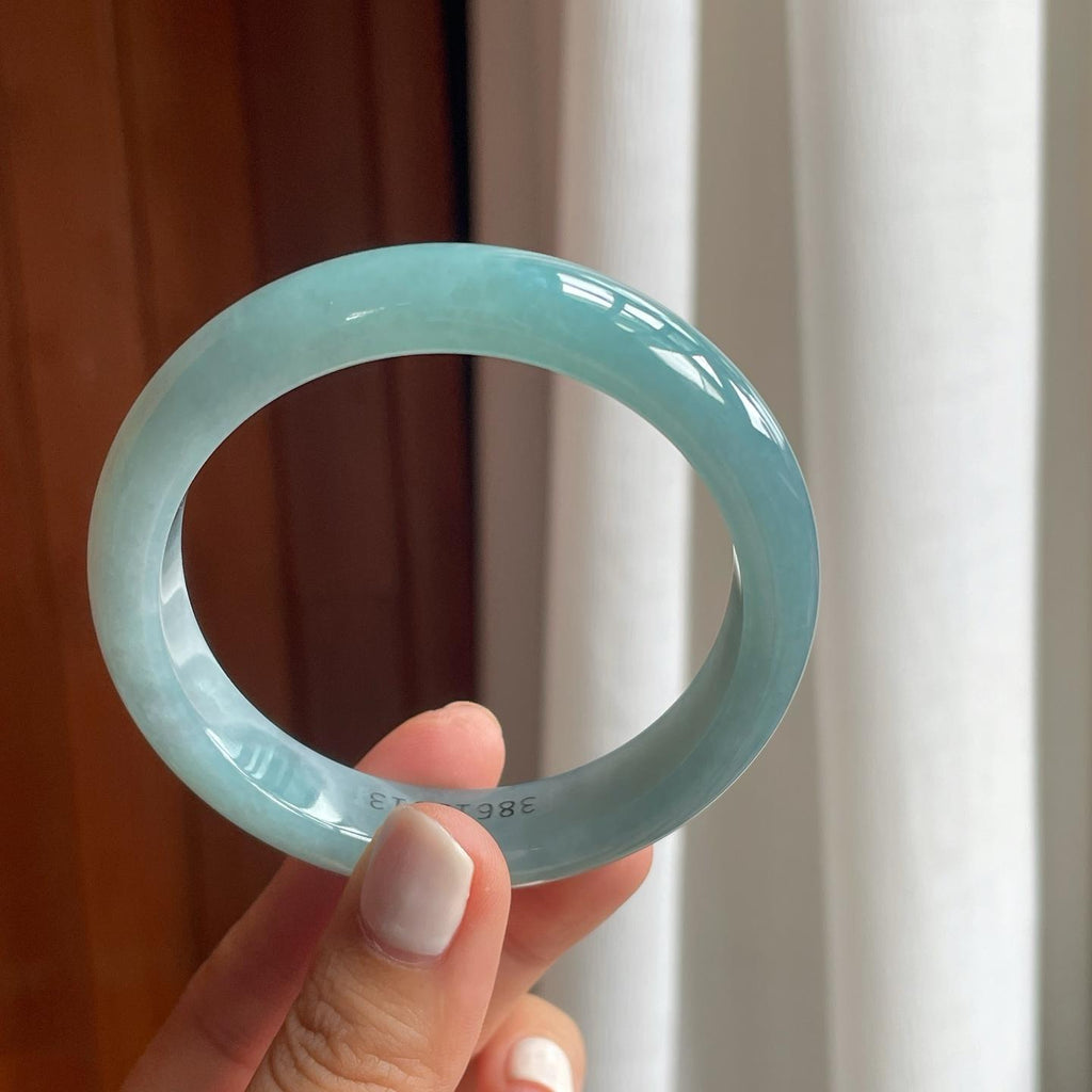 糯冰蓝底翡翠平安镯（56.6mm）（yc249160）