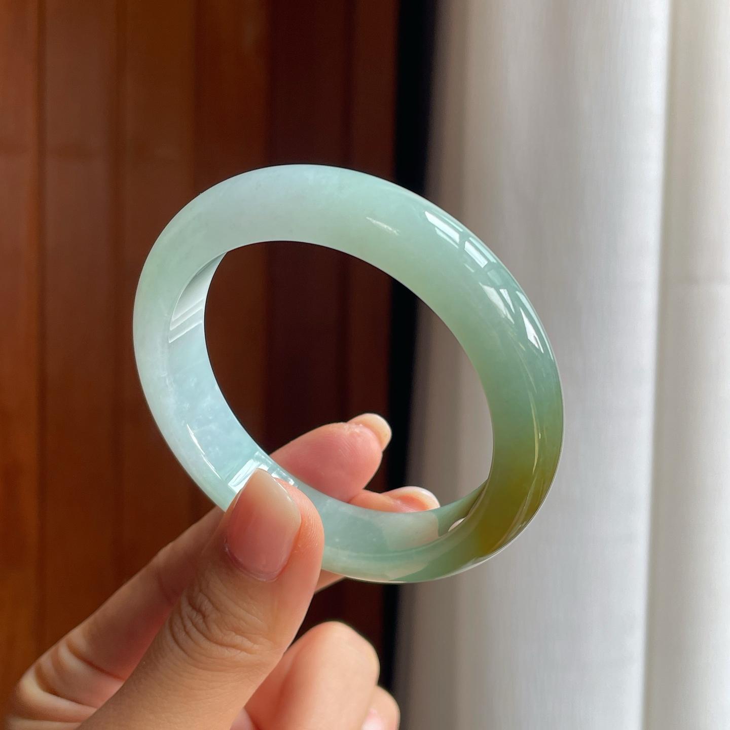 糯冰黄翡翡翠平安镯（54mm）（yc397194）