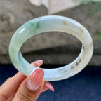 细糯种飘花飘黄翡正圈平安镯55.6圈      天然缅甸A货翡翠（yc424807）