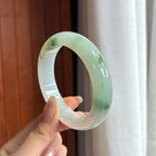大圈口 糯冰飘花宽版正圈平安镯 58圈 天然缅甸A货翡翠（yc457209）