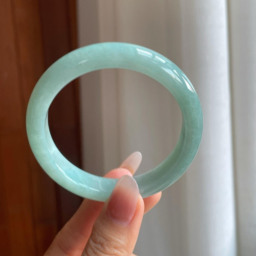 糯冰蓝晴底翡翠平安镯（57mm）（yc310608）