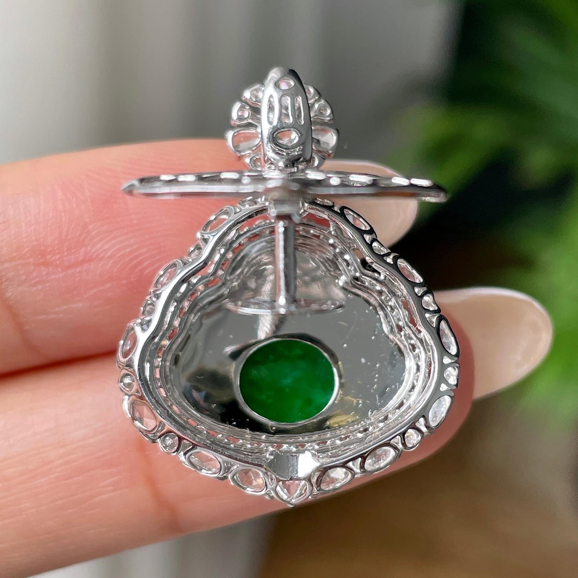 18k金钻镶冰种满绿佛公吊坠      天然缅甸A货翡翠（yc404816）