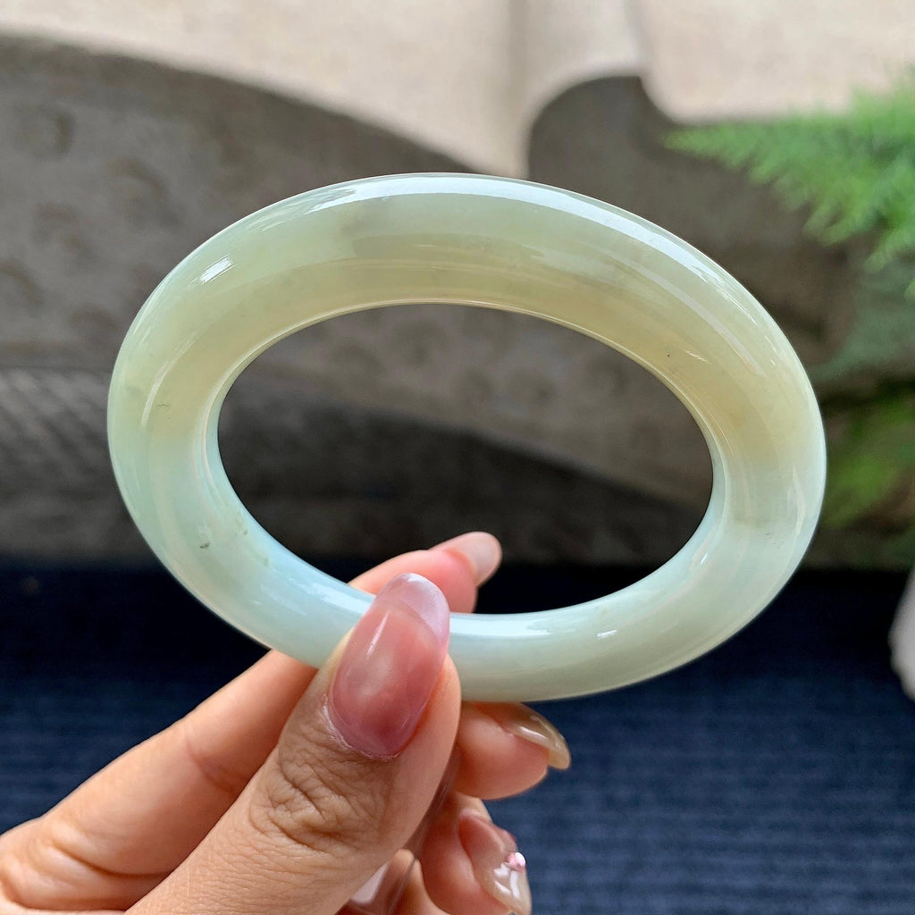 细糯种黄翡圆条手镯（53.8mm）（yc281530）