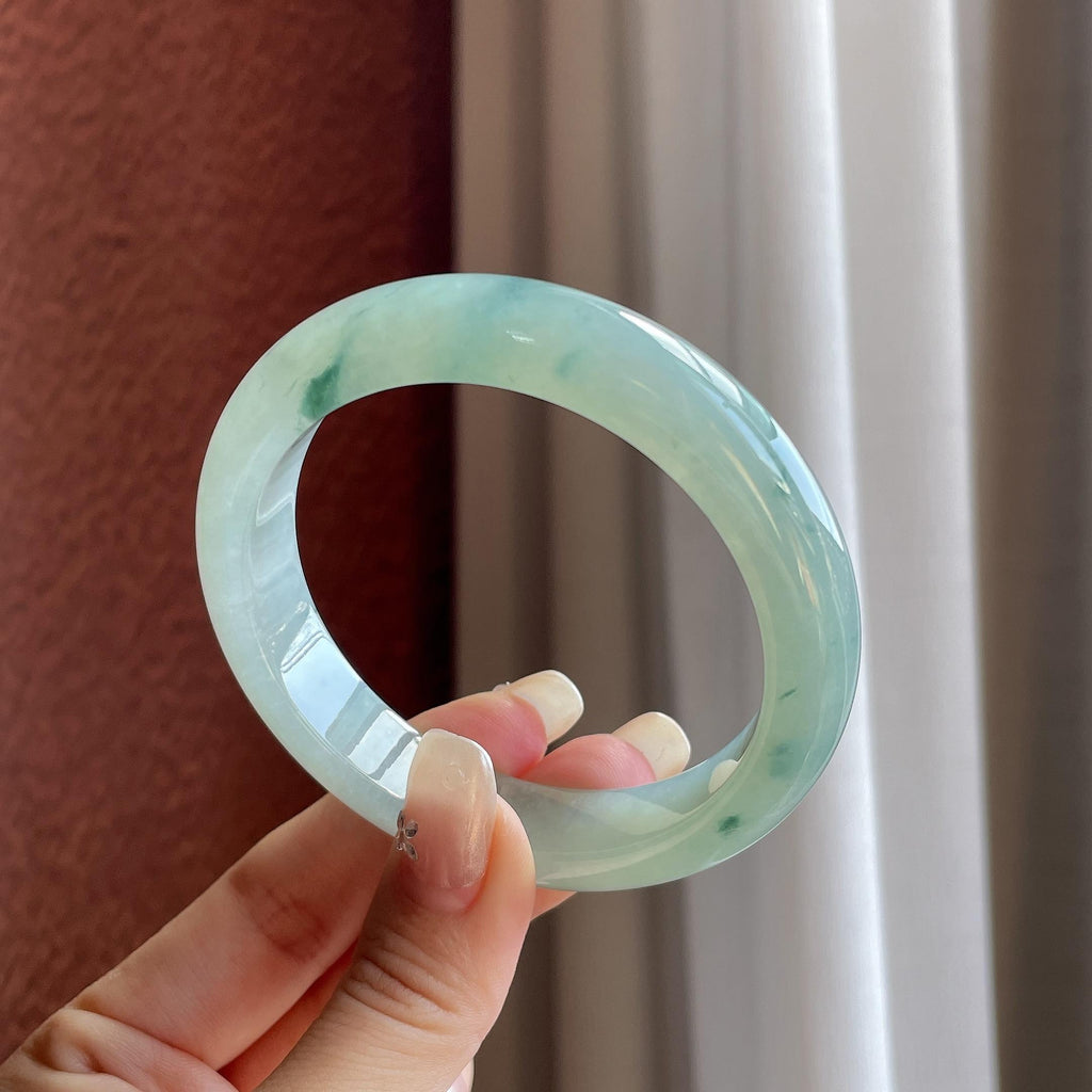 糯冰种飘花正圈平安镯 56圈（yc780699）