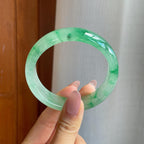 冰种飘绿花翡翠平安镯（59mm）（yc284563）
