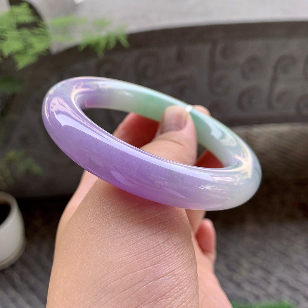 细糯种春彩飘花圆条手镯（58.2mm）