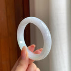 糯冰带色翡翠平安镯（56.7mm)（yc365767）